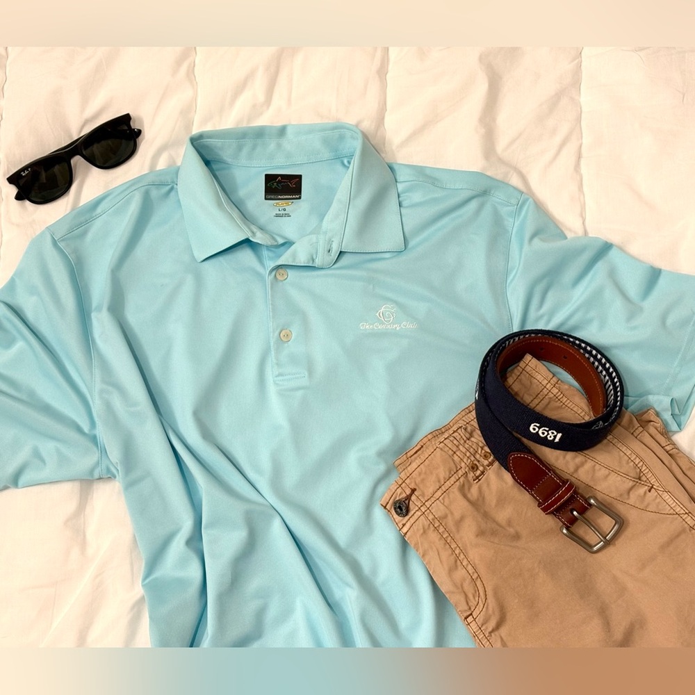 Greg Norman Polo Aqua Country Club Golf Shirt Performance Large - Picture 11 of 11